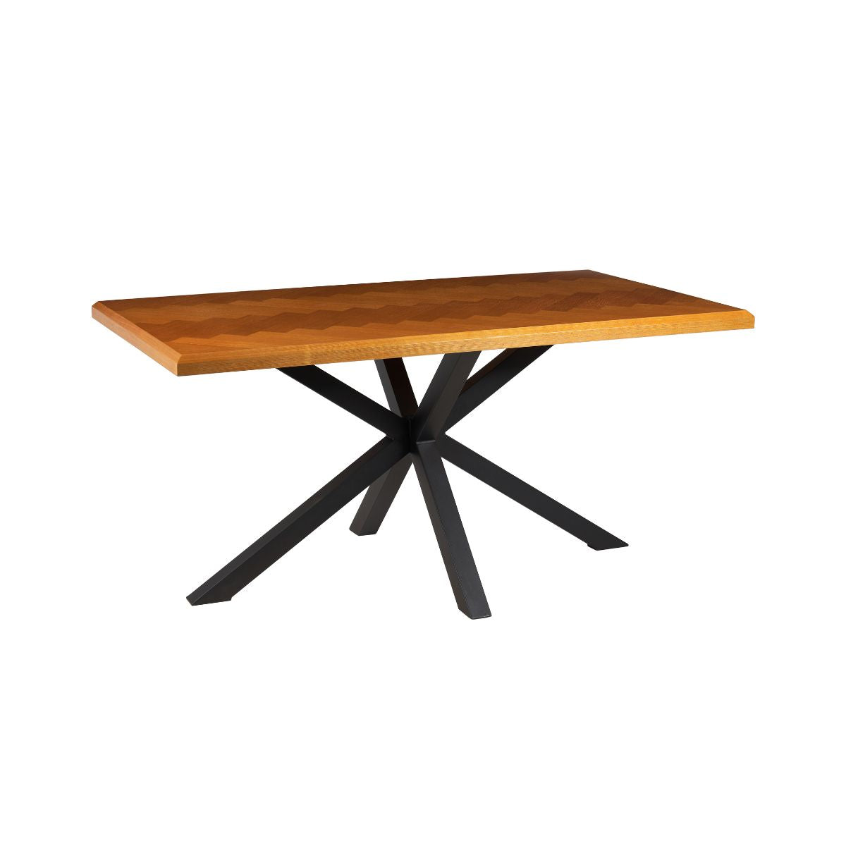 Masa de dining maro 160 cm din MDF furniruit si metal Doriane