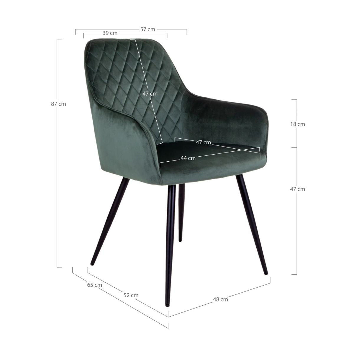 Scaun dining verde/negru din catifea poliester si otel Harbo House Nordic