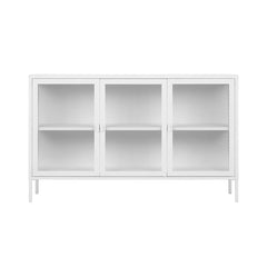 Bufet inferior alb din otel si sticla 140 cm Brisbane House Nordic