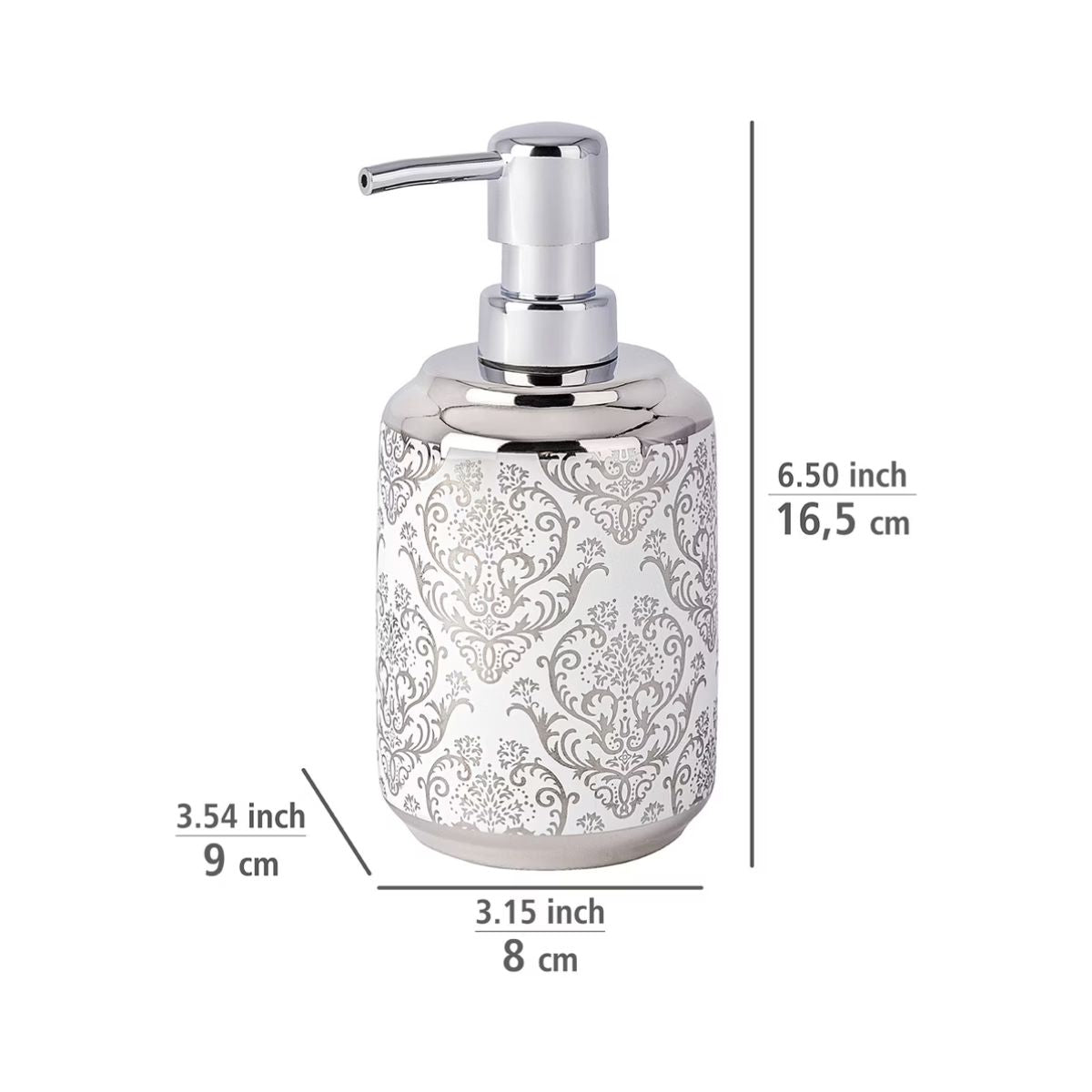 Dispenser pentru sapun lichid, argintiu/alb, ceramic, Barock Wenko
