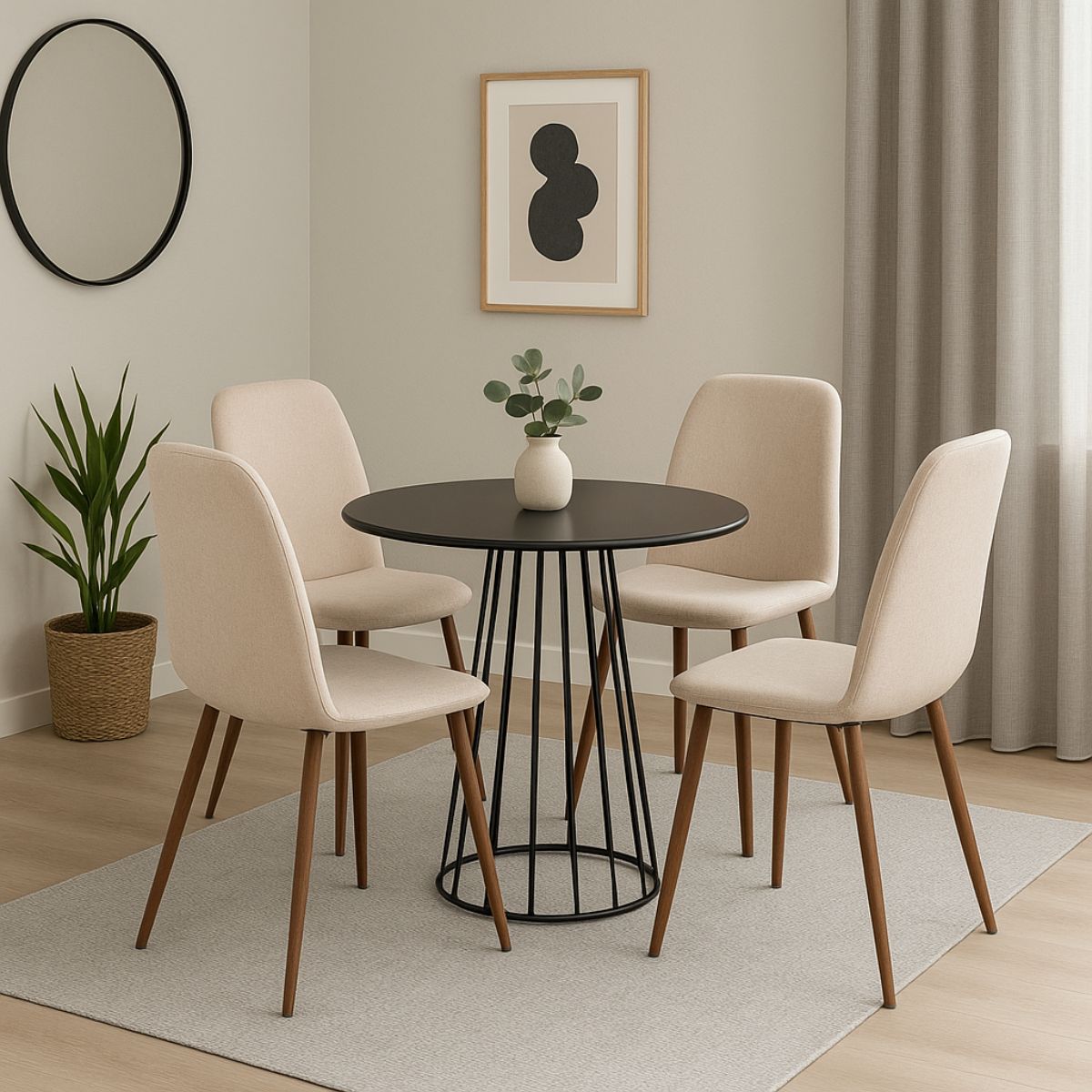 Masa de dining rotunda neagra din metal Ø75 cm Cinderella Boltze, 6, hectarul.ro