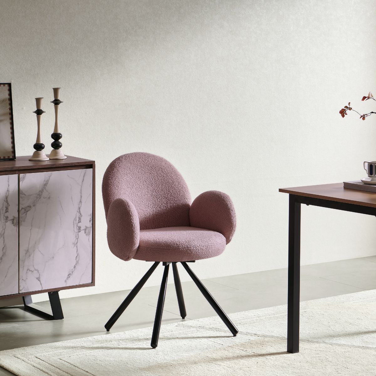 Scaun dining rotativ, lila-plum, tapiserie textil si cadru metalic, 60x63x87 cm Teddy HARO, 2, hectarul.ro