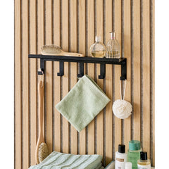 Cuier metalic suspendat 40 cm lungime, negru, Wall rack 5 hooks Zeller