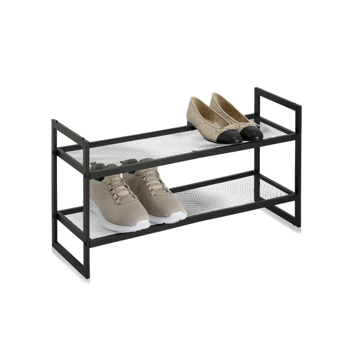 Suport de incaltaminte negru suprapozabil din metal 70x36x24 cm Shoe rack 2 shelves Zeller, 2, hectarul.ro
