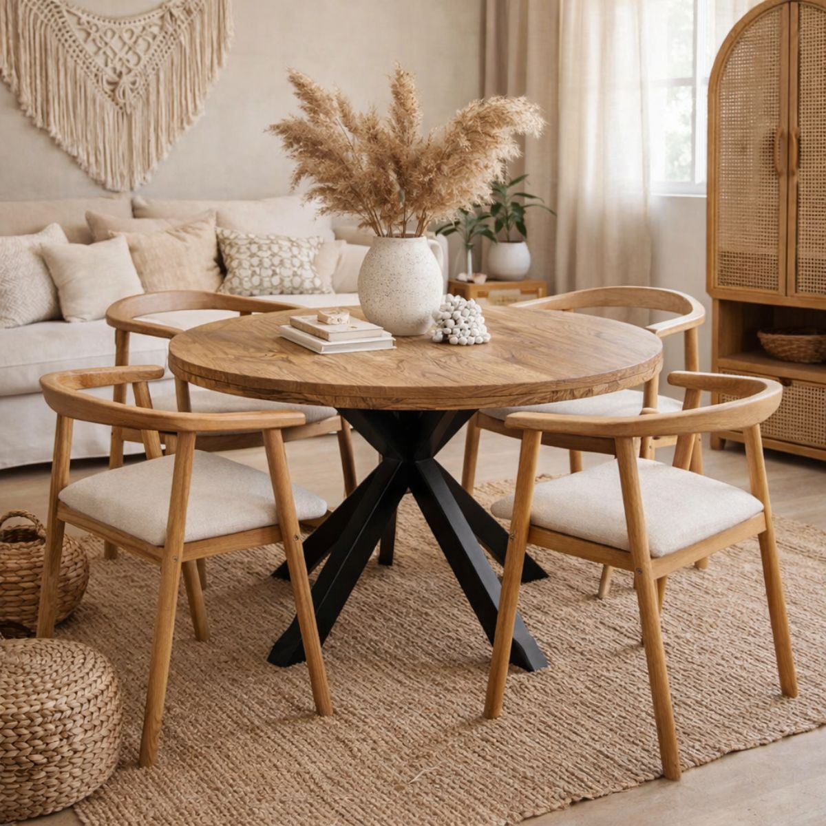 Masa de dining rotunda din lemn de mango Ø120 cm Verena Star Haro, 2, hectarul.ro