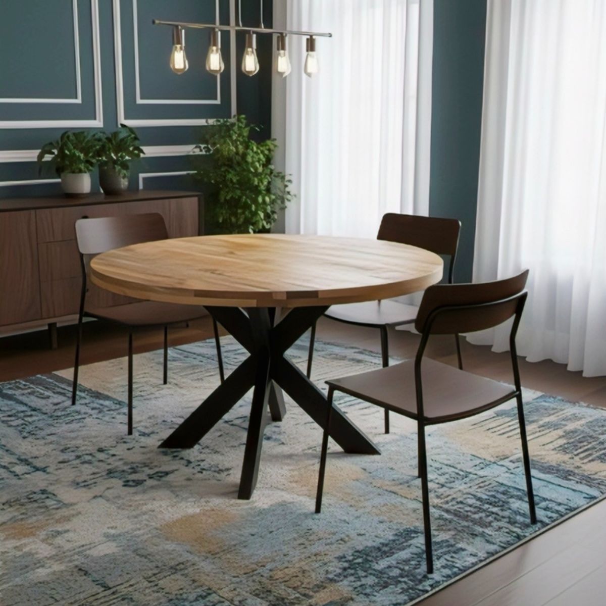 Masa de dining rotunda din lemn de mango Ø120 cm Verena Star Haro, 8, hectarul.ro