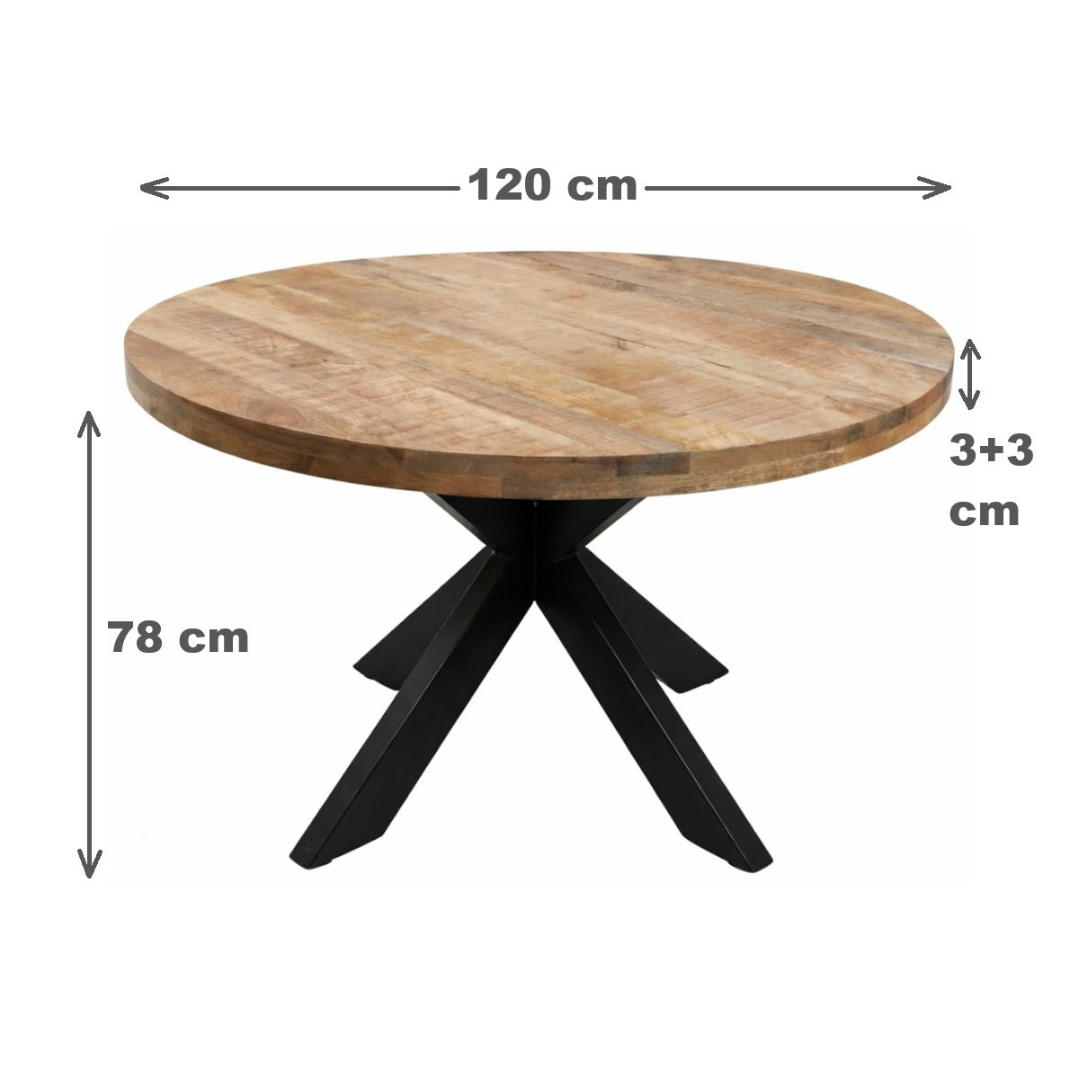 Masa de dining rotunda din lemn de mango Ø120 cm Verena Star Haro, 9, hectarul.ro