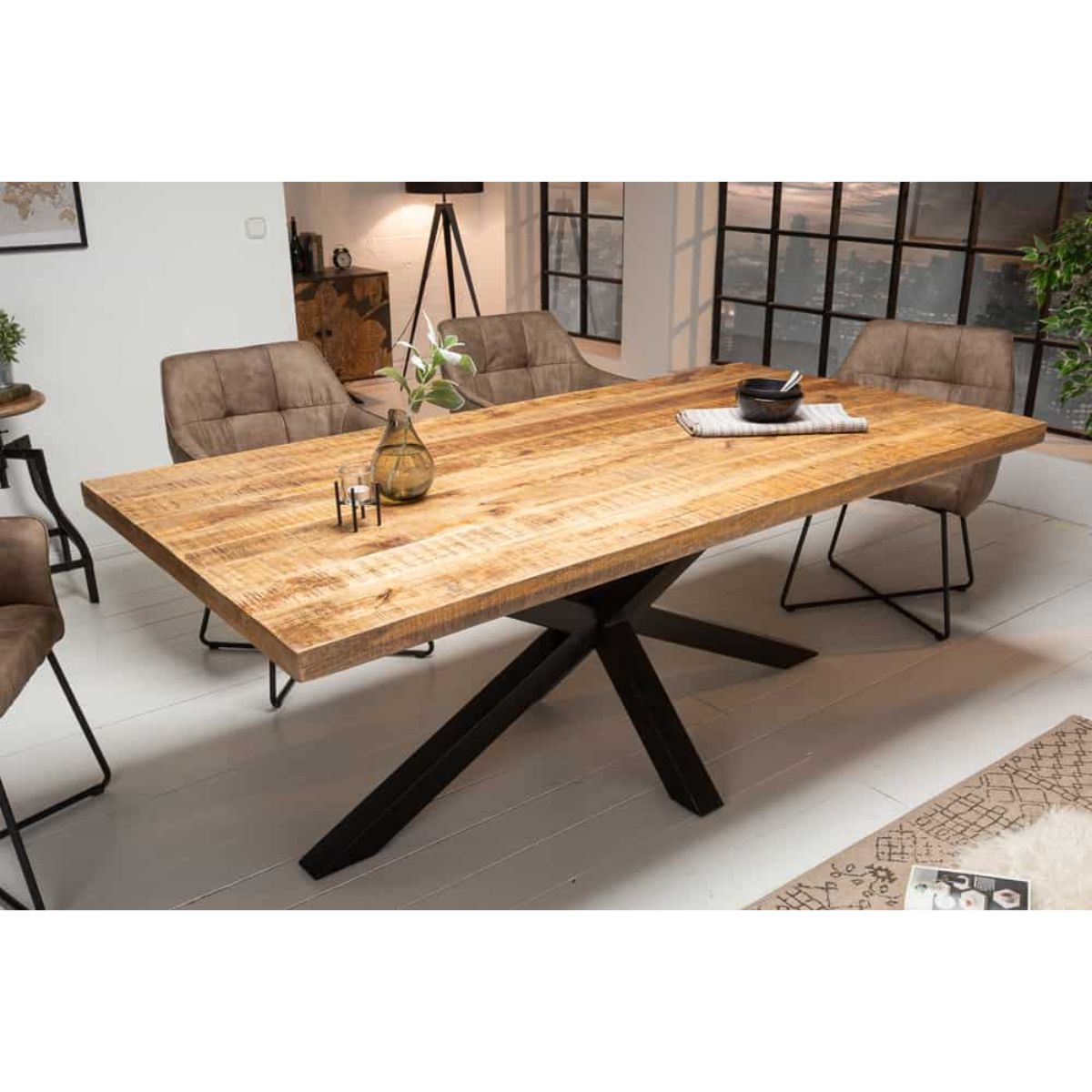 Masa de dining din lemn de mango 180x90 cm Veda Star Haro, 11, hectarul.ro