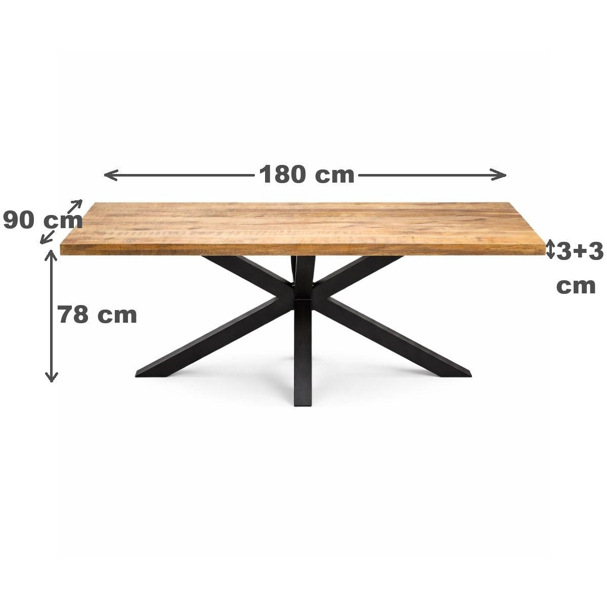 Masa de dining din lemn de mango 180x90 cm Veda Star Haro, 13, hectarul.ro
