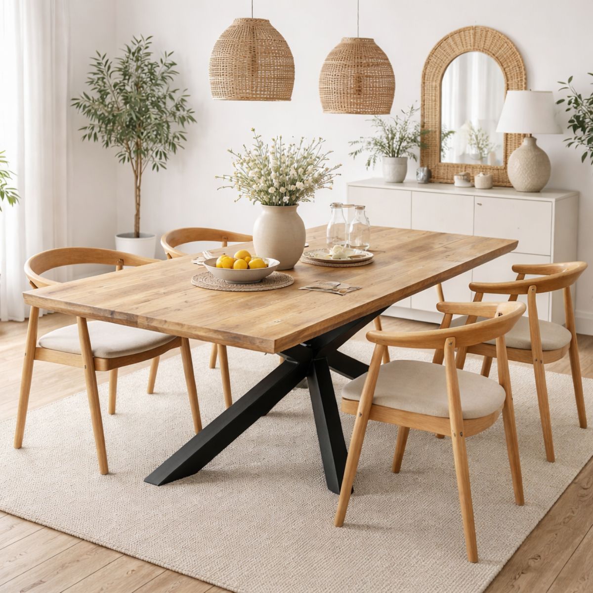 Masa de dining din lemn de mango 180x90 cm Veda Star Haro, 2, hectarul.ro