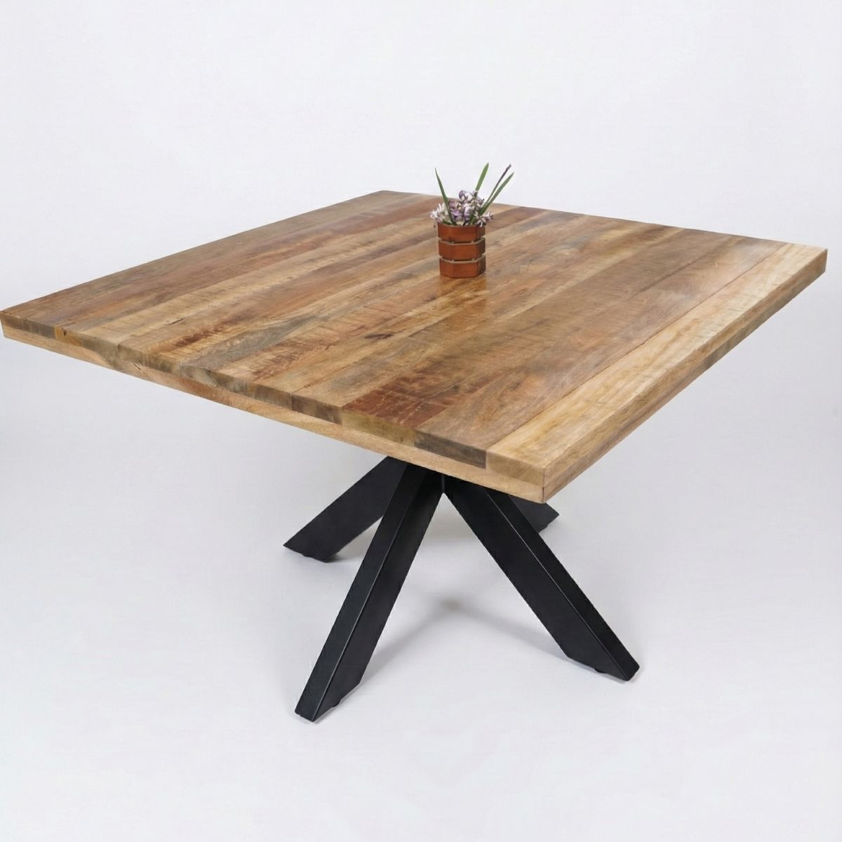 Masa de dining patrata din lemn de mango 100x100 cm Amani Star Haro, 3, hectarul.ro