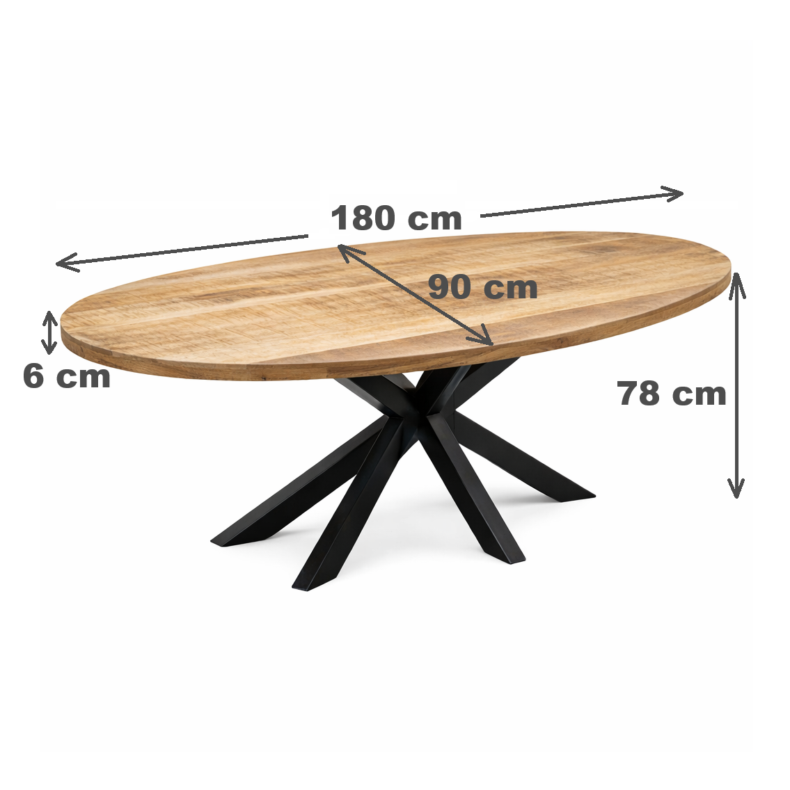 Masa de dining ovala din lemn de mango 180x90 cm Marine Star Haro, 11, hectarul.ro