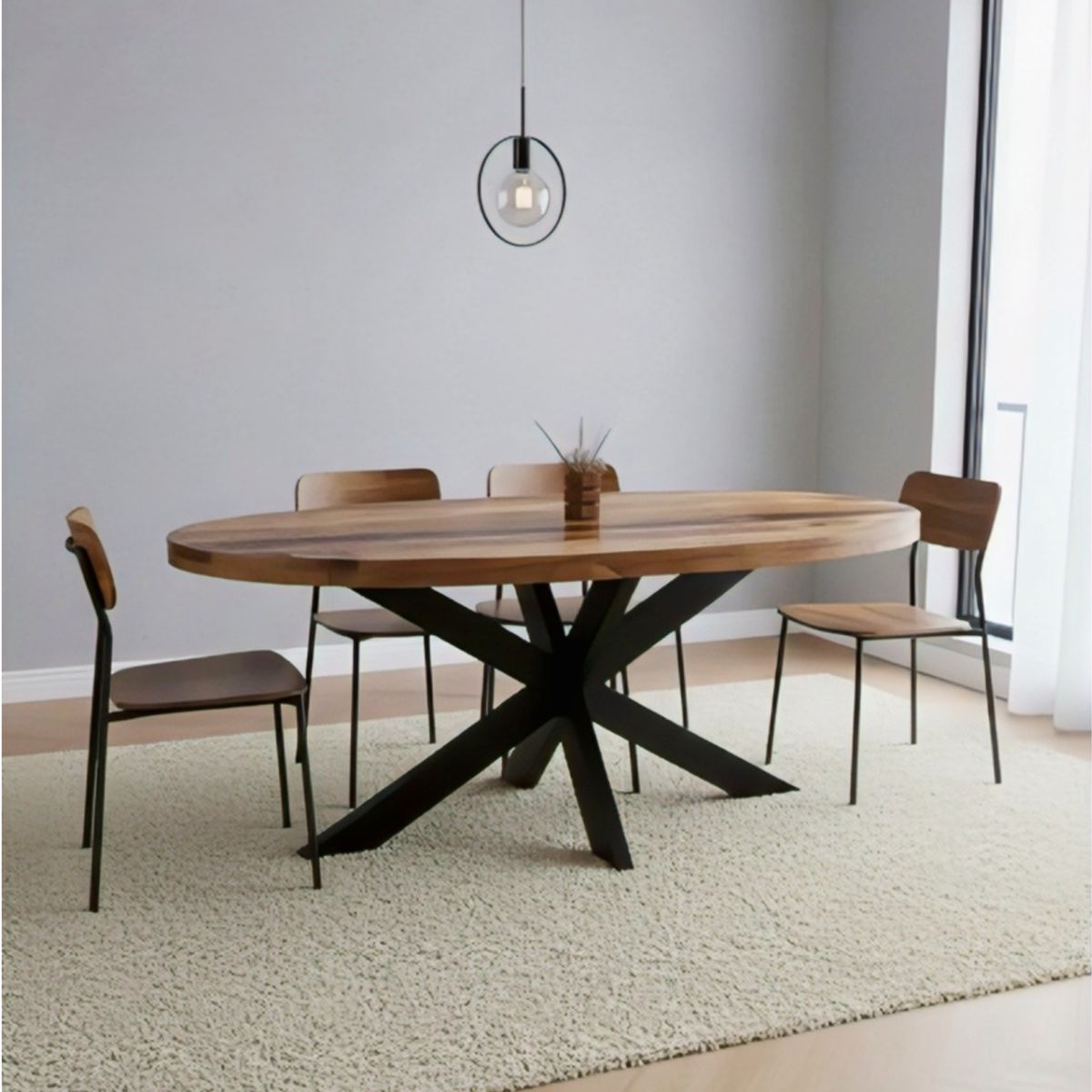 Masa de dining ovala din lemn de mango 180x90 cm Marine Star Haro, 9, hectarul.ro