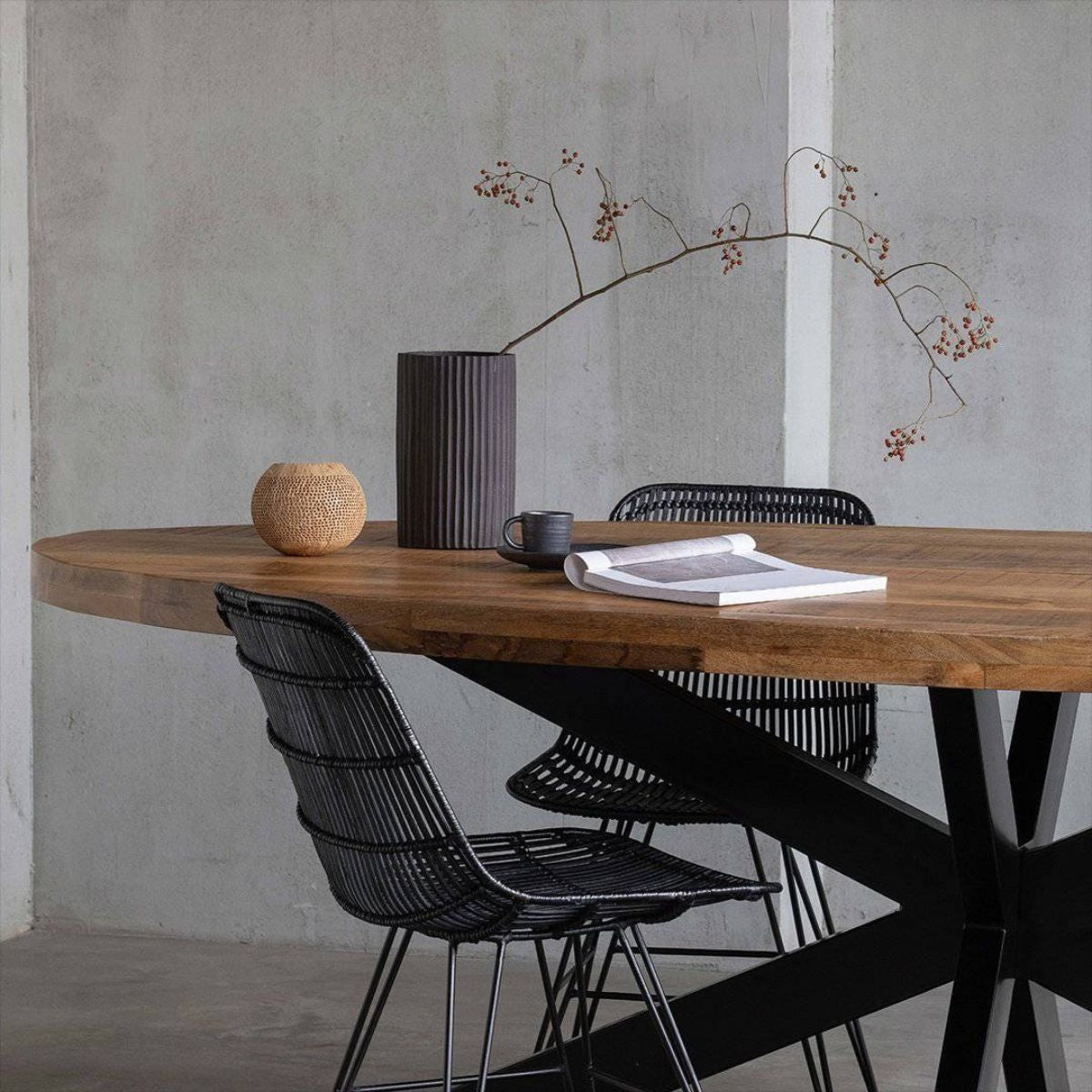 Masa de dining ovala din lemn de mango 180x90 cm Marine Star Haro, 10, hectarul.ro