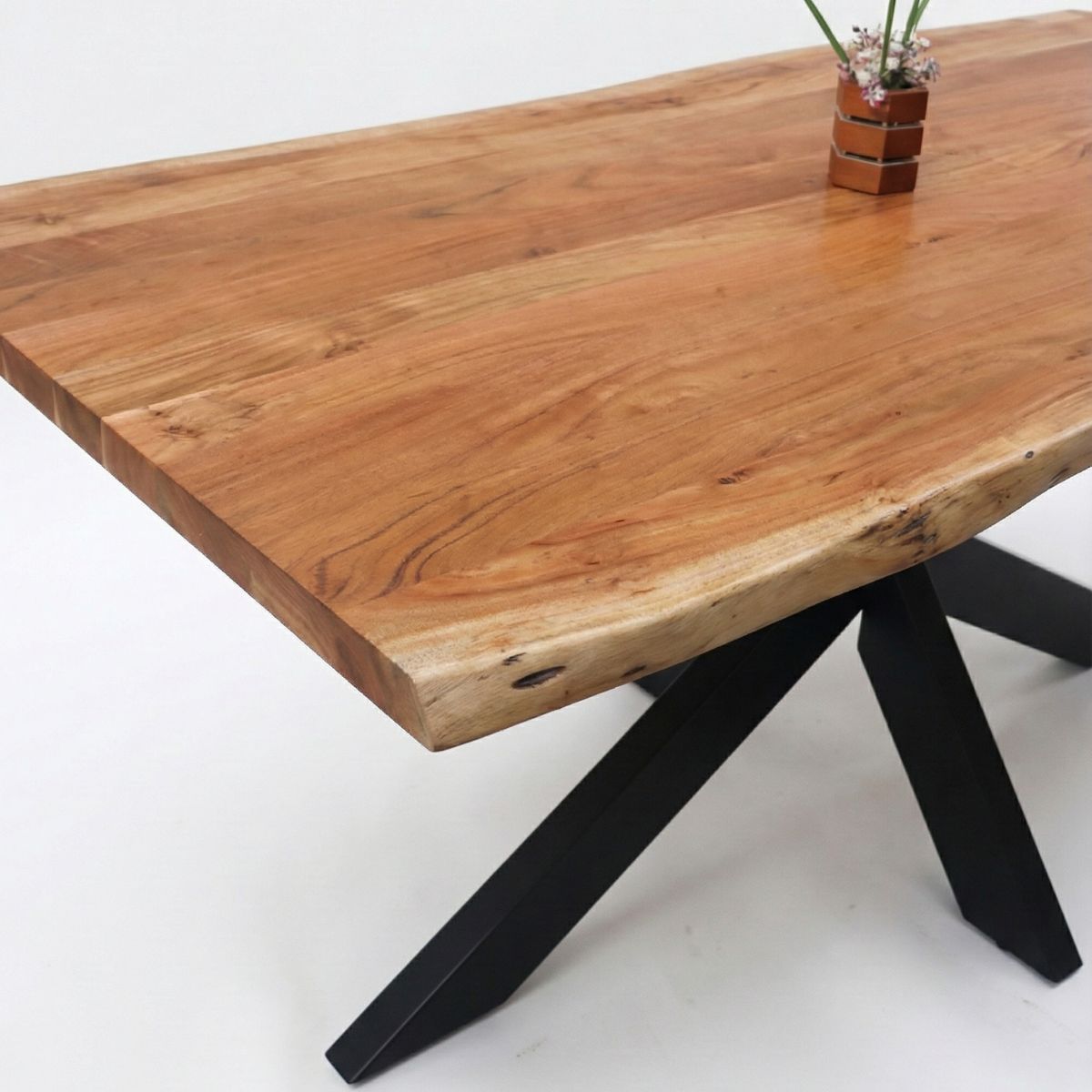 Masa de dining din lemn de acacia 180x90 cm Bandra Star Live Edge Haro, 8, hectarul.ro