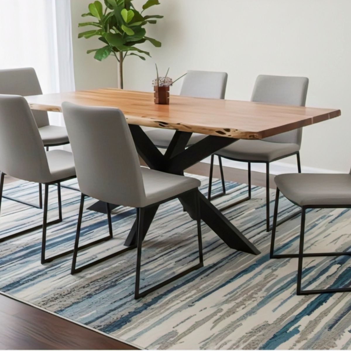 Masa de dining din lemn de acacia 180x90 cm Bandra Star Live Edge Haro, 10, hectarul.ro