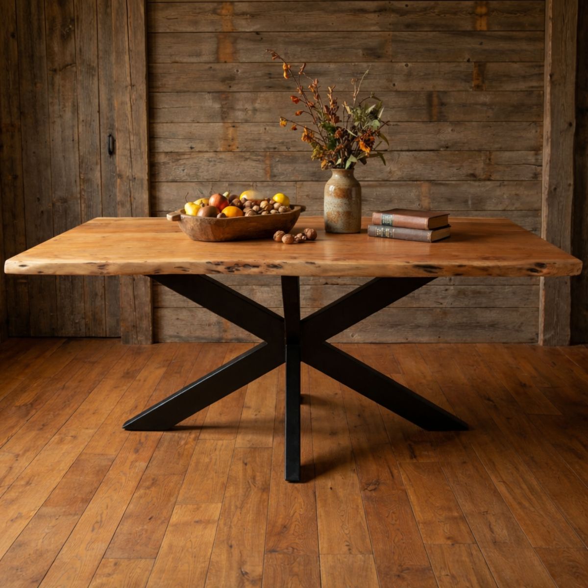 Masa de dining din lemn de acacia 180x90 cm Bandra Star Live Edge Haro, 2, hectarul.ro