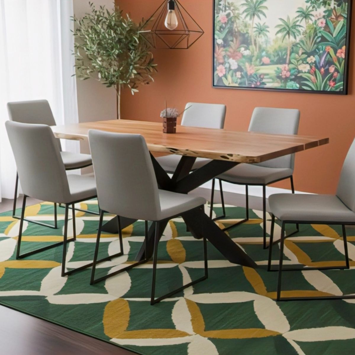 Masa de dining din lemn de acacia 180x90 cm Bandra Star Live Edge Haro, 12, hectarul.ro