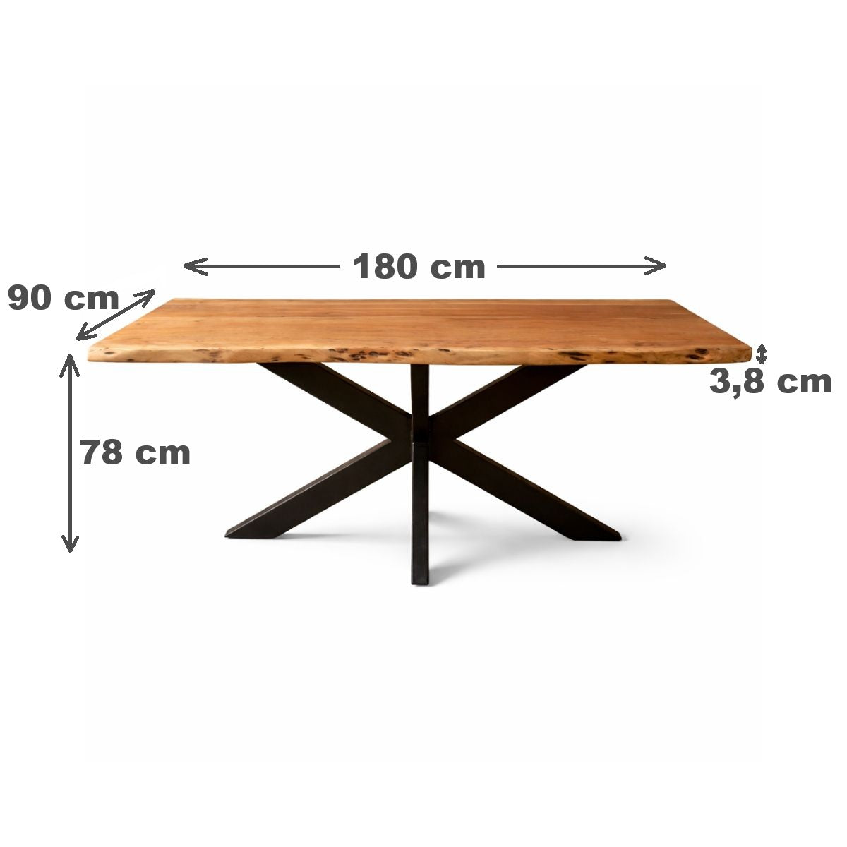 Masa de dining din lemn de acacia 180x90 cm Bandra Star Live Edge Haro, 15, hectarul.ro