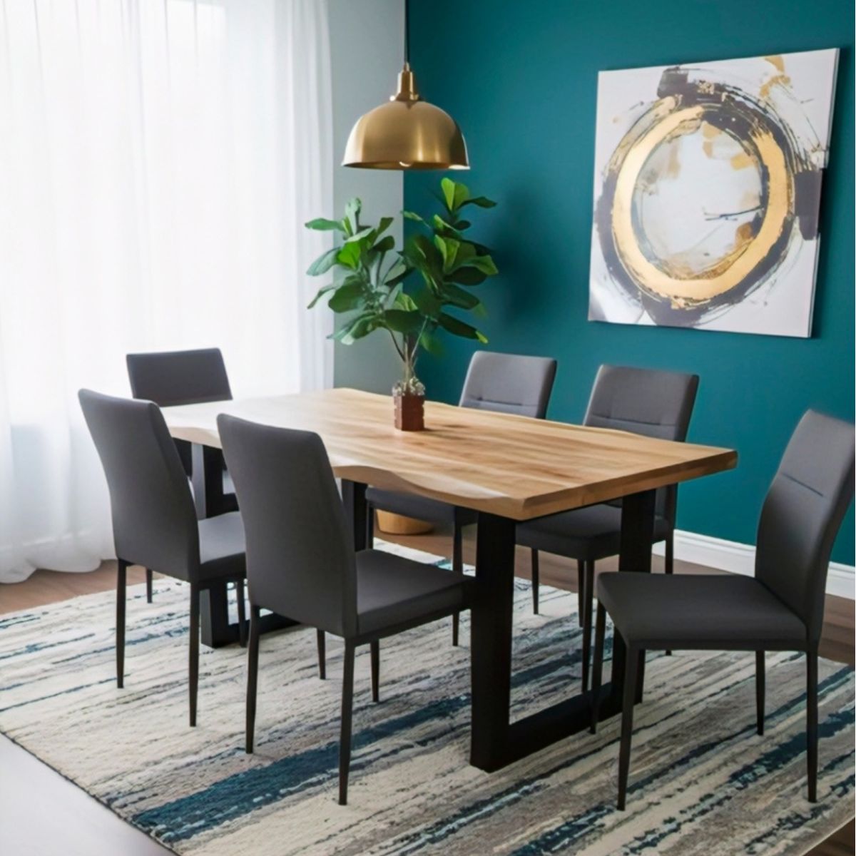 Masa de dining din lemn de mango 160x90 cm Tropical U Live Edge Look Haro, 10, hectarul.ro