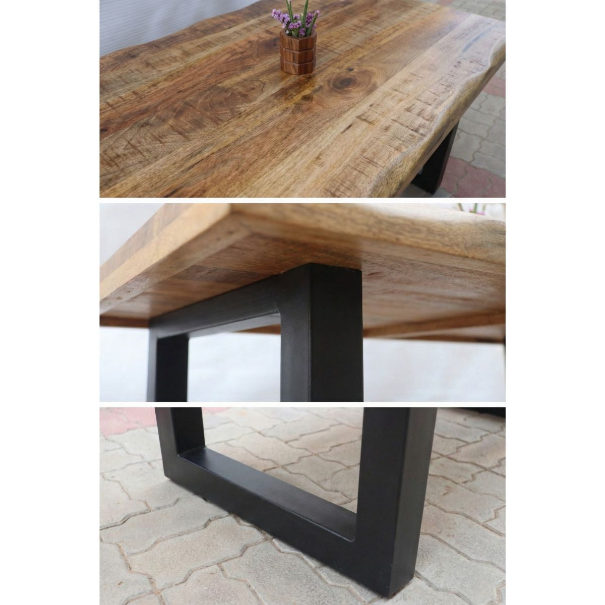 Masa de dining din lemn de mango 140x90 cm Tropical U Live Edge Look Haro, 5, hectarul.ro