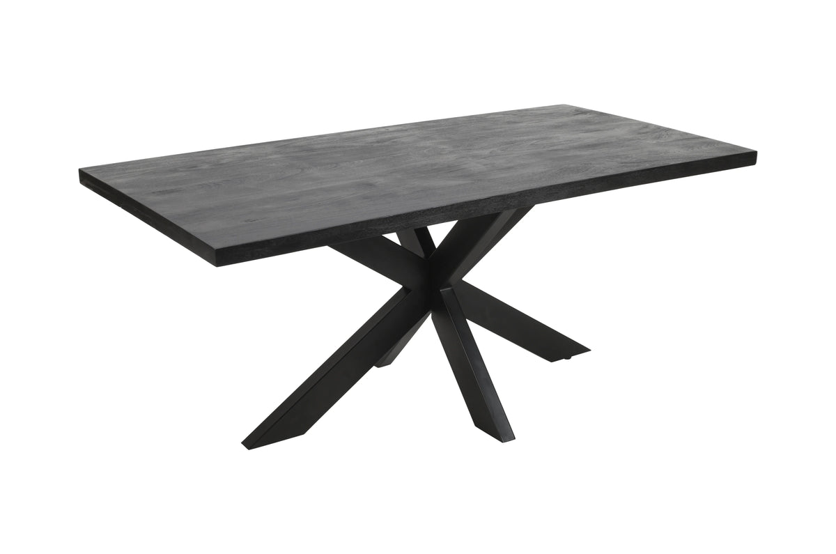 Masa de dining neagra 180x90 cm din lemn de mango Chakra Star Haro