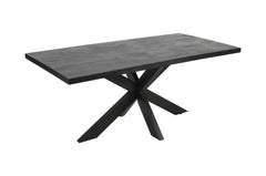 Masa de dining neagra 180x90 cm din lemn de mango Chakra Star Haro