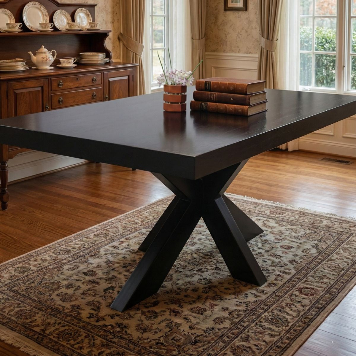 Masa de dining neagra 180x90 cm din lemn de mango Chakra Star Haro, 10, hectarul.ro