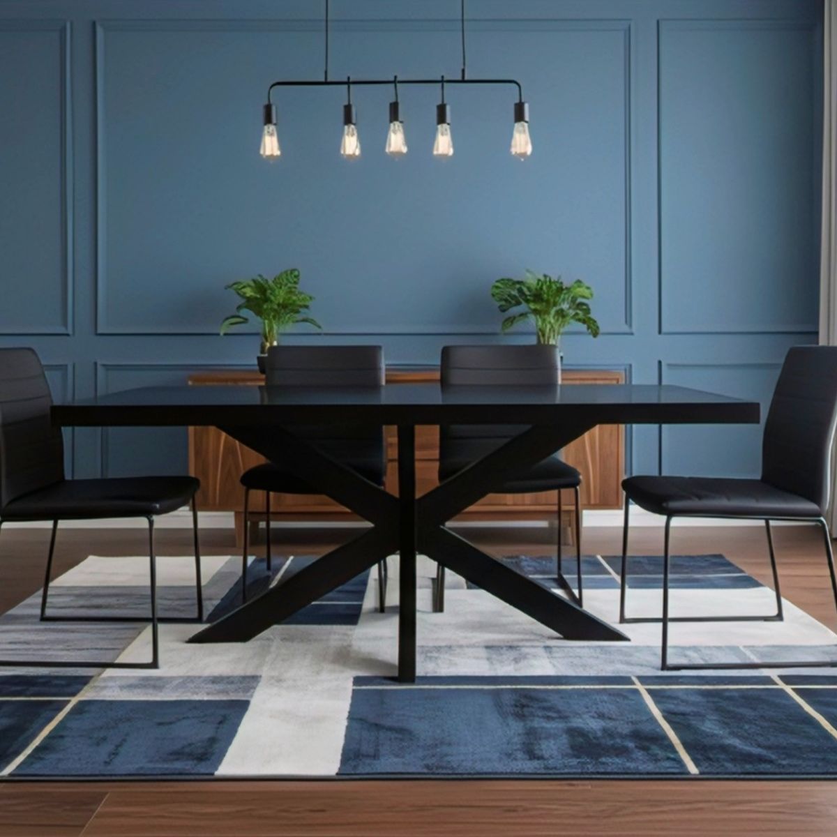 Masa de dining neagra 180x90 cm din lemn de mango Chakra Star Haro, 9, hectarul.ro