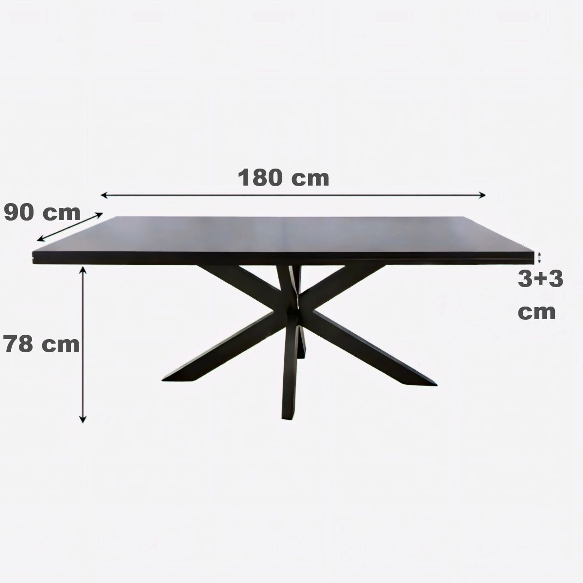 Masa de dining neagra 180x90 cm din lemn de mango Chakra Star Haro, 12, hectarul.ro