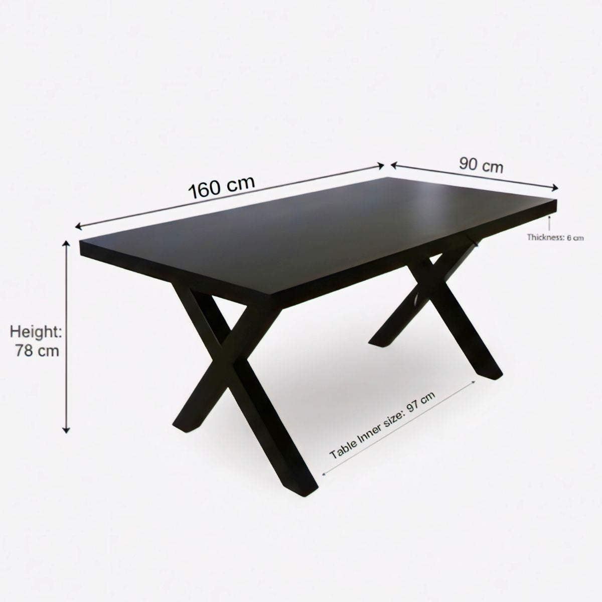 Masa de dining neagra 160x90 cm din lemn de mango Chakra X Haro, 12, hectarul.ro