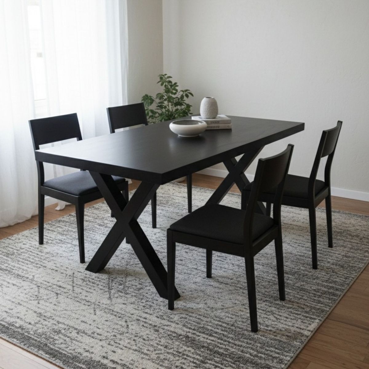 Masa de dining neagra 140x90 cm din lemn de mango Chakra X Haro, 2, hectarul.ro