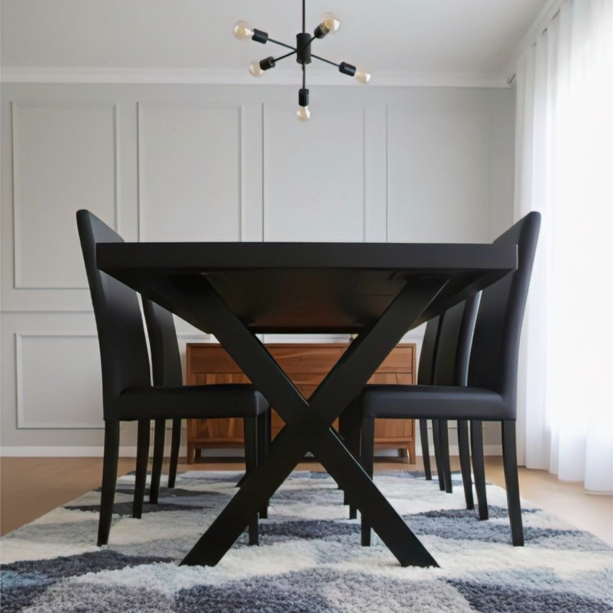 Masa de dining neagra 140x90 cm din lemn de mango Chakra X Haro, 9, hectarul.ro