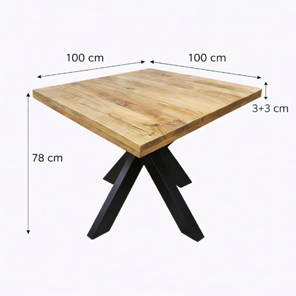 Masa de dining patrata din lemn de mango 100x100 cm Amani Star Haro, 12, hectarul.ro