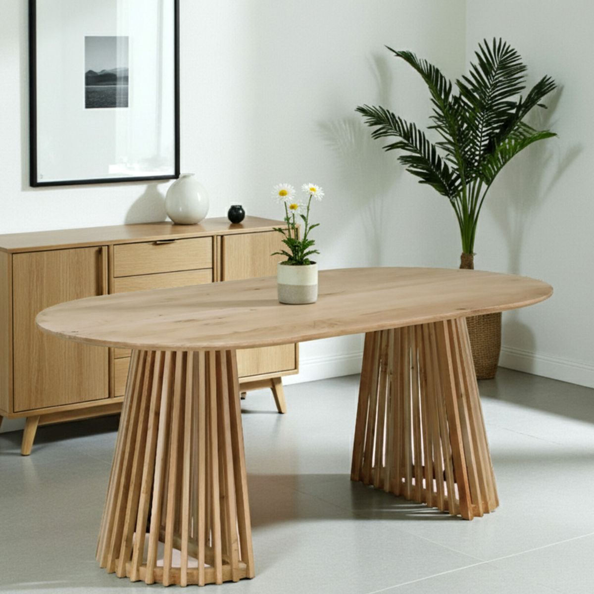 Masa de dining ovala 180x95 cm maro natur din lemn de mango Altamira Haro, 2, hectarul.ro
