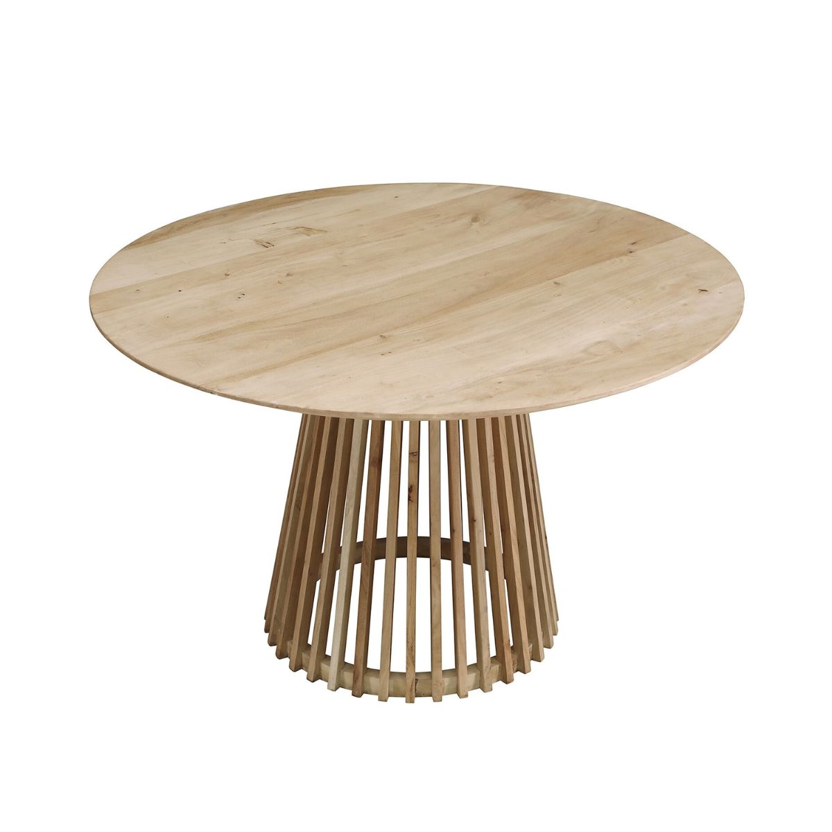 Masa de dining rotunda Ø120 cm maro natur din lemn de mango Altamira Haro, 3, hectarul.ro