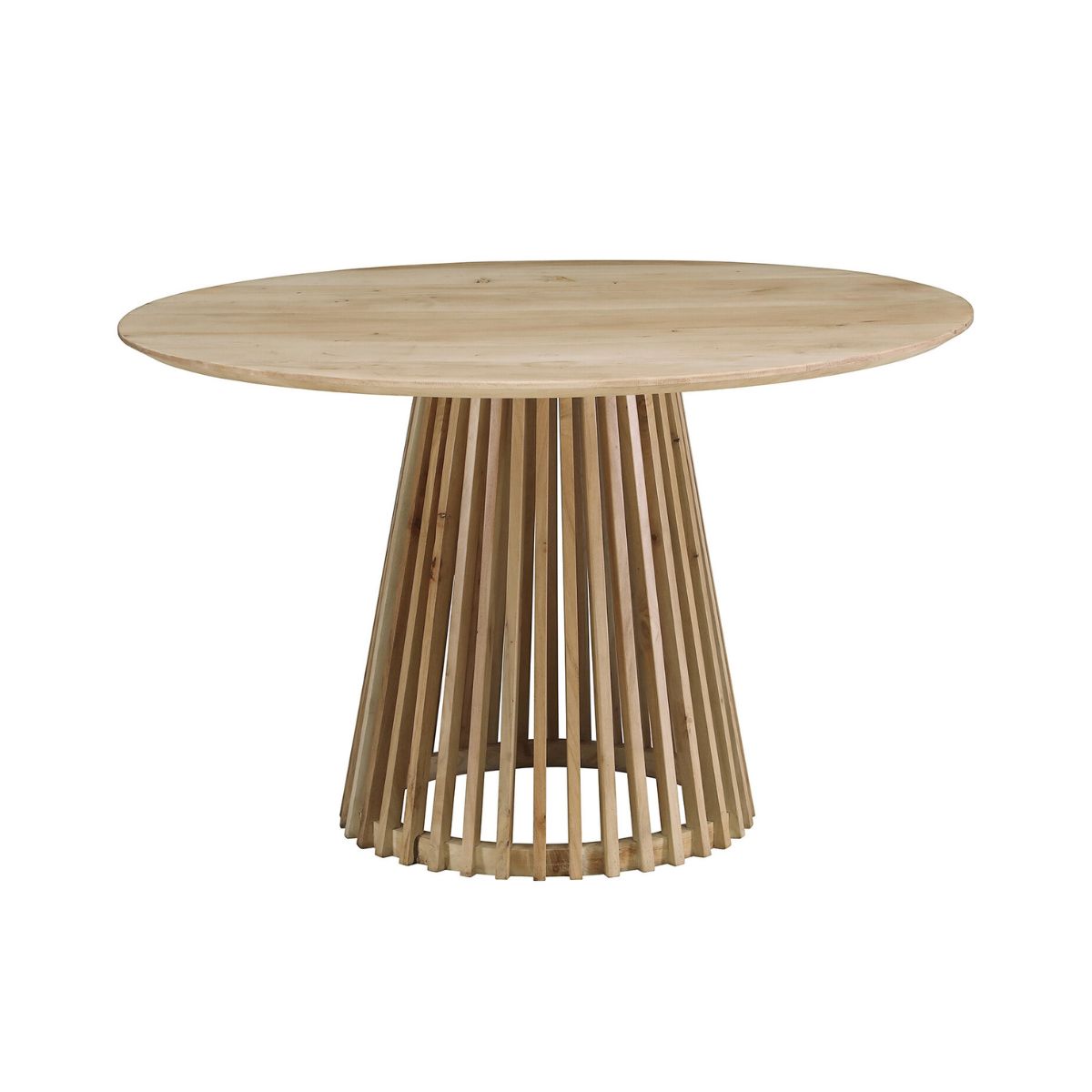 Masa de dining rotunda Ø120 cm maro natur din lemn de mango Altamira Haro, 4, hectarul.ro