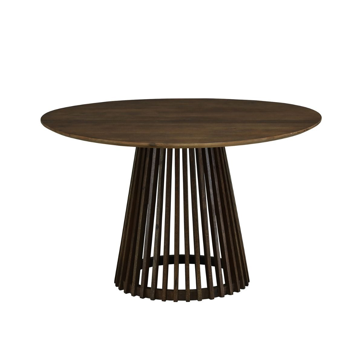 Masa de dining rotunda Ø120 cm maro inchis din lemn de mango Altamira Haro, 7, hectarul.ro