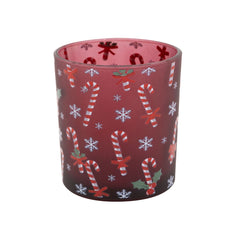 Suport de lumanare rosu burgundy din sticla Ø7x8 cm Candy Cane Cosy&Trendy