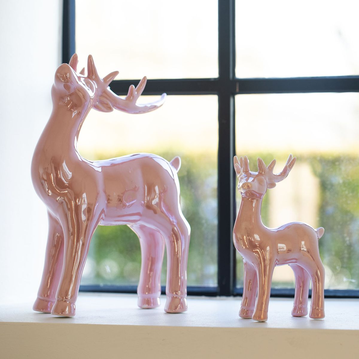 Decoratiune de Craciun cerb roz pal ceramic 16,9 cm Antlers Cosy&Trendy