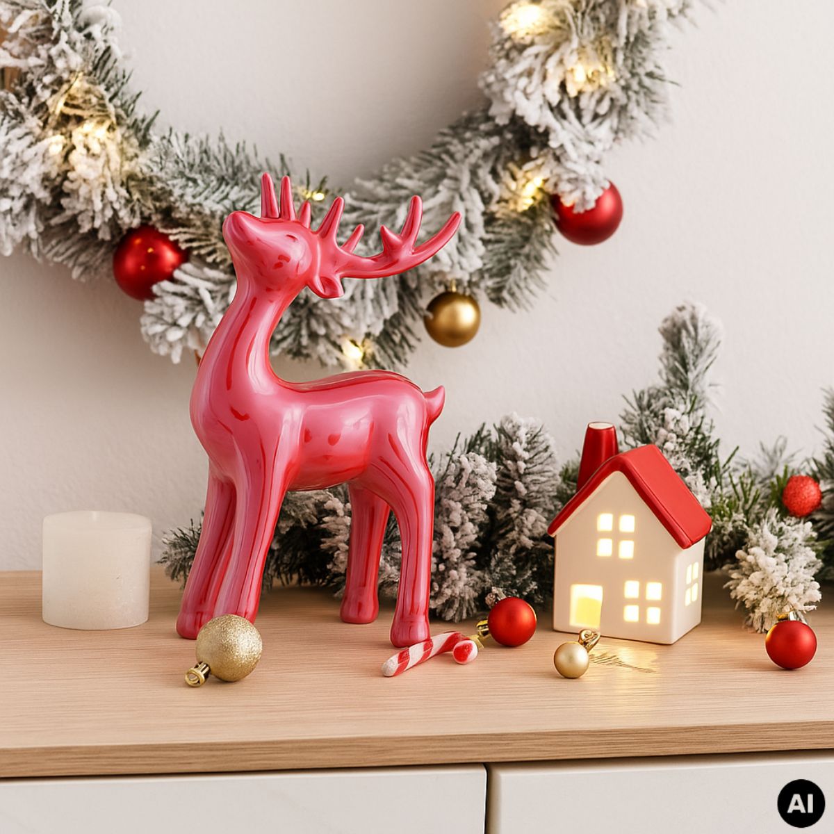 Decoratiune de Craciun cerb rosu ceramic 23,2 cm Antlers Cosy&Trendy, 2, hectarul.ro