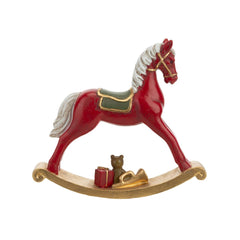 Decoratiune Calut leganator rosu din polirasina 14,5x13 cm Cosy&Trendy