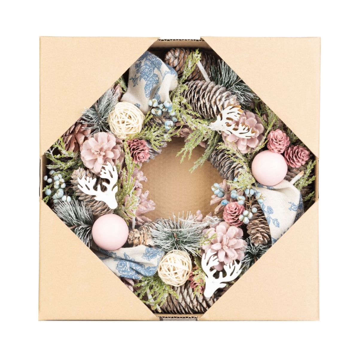 Coronita de Craciun Ø30 cm multicolora cu conuri, frunze si globuri - MagicHome, 3, hectarul.ro