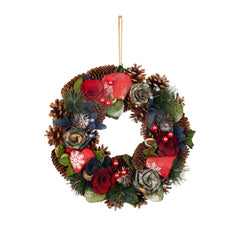 Coronita de Craciun Ø30 cm rosu/albastru cu frunze MagicHome