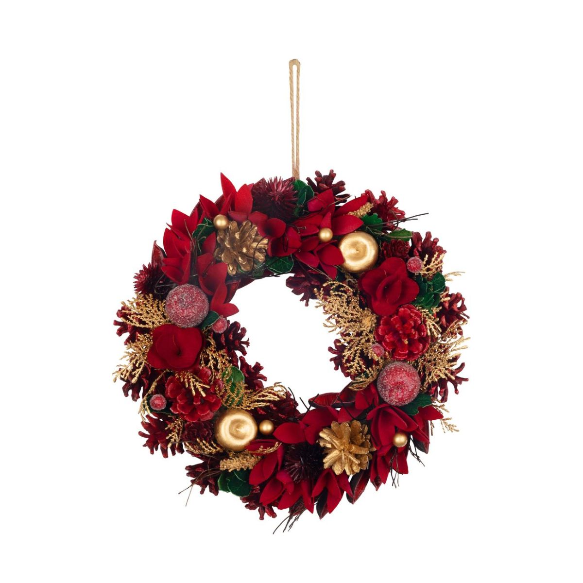 Coronita de Craciun Ø30 cm rosu/auriu cu mere MagicHome, 3, hectarul.ro