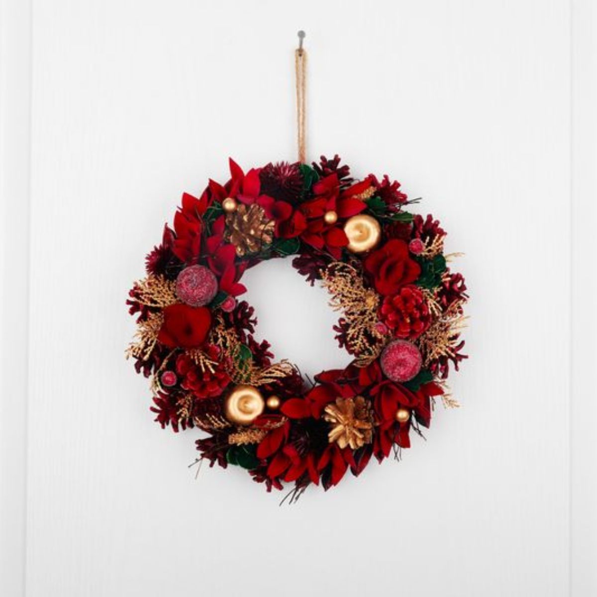 Coronita de Craciun Ø30 cm rosu/auriu cu mere MagicHome, 4, hectarul.ro