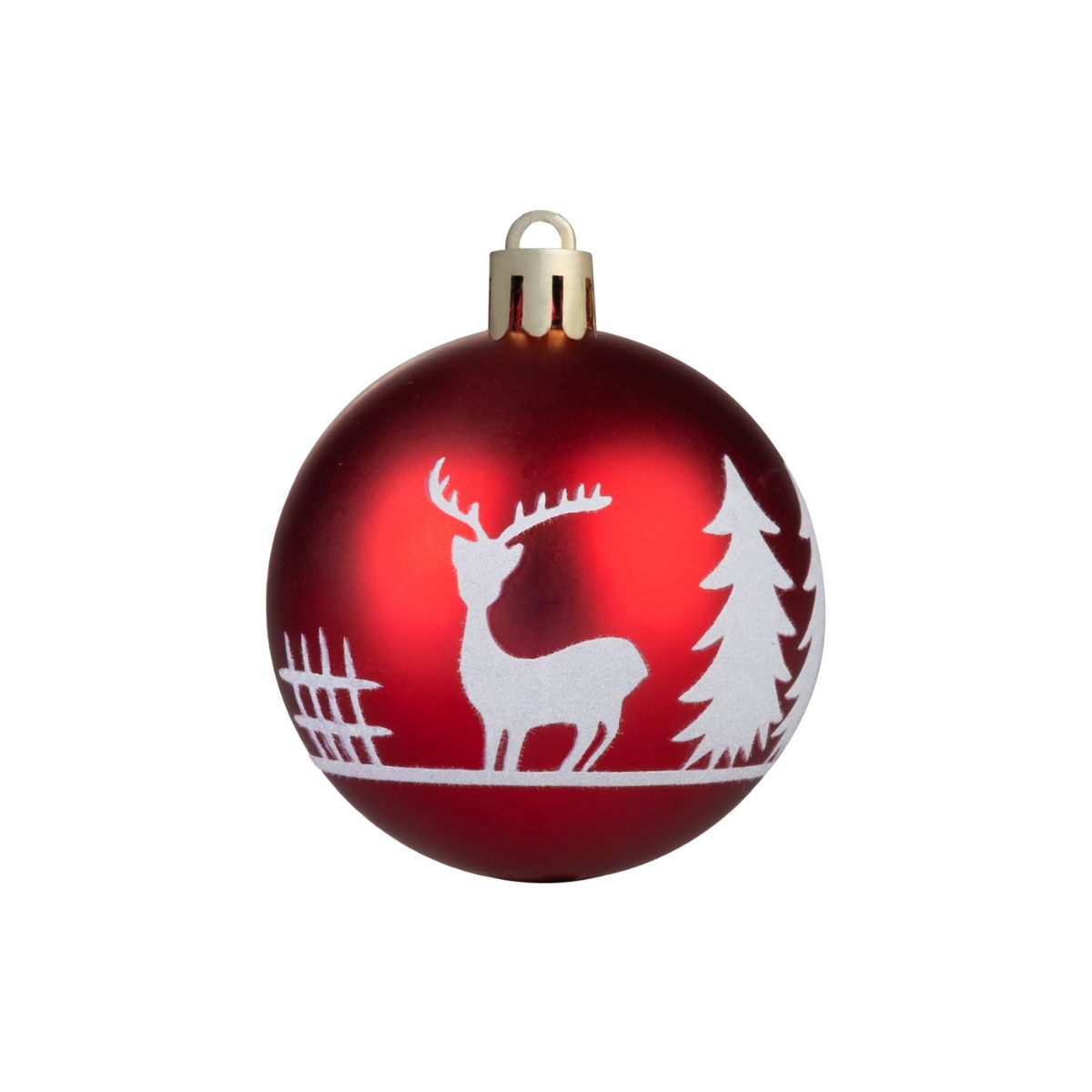 Set 12 globuri de Craciun Ø6 cm rosii cu detalii albe, plastic - MagicHome, 6, hectarul.ro