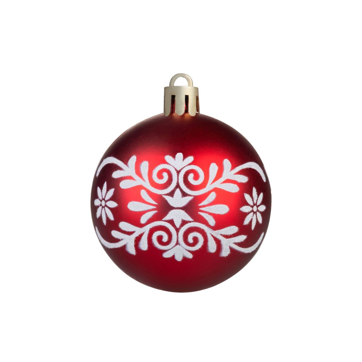 Set 12 globuri de Craciun Ø6 cm rosii cu detalii albe, plastic - MagicHome, 5, hectarul.ro