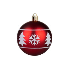 Set 12 globuri de Craciun Ø6 cm rosii cu detalii albe, plastic - MagicHome