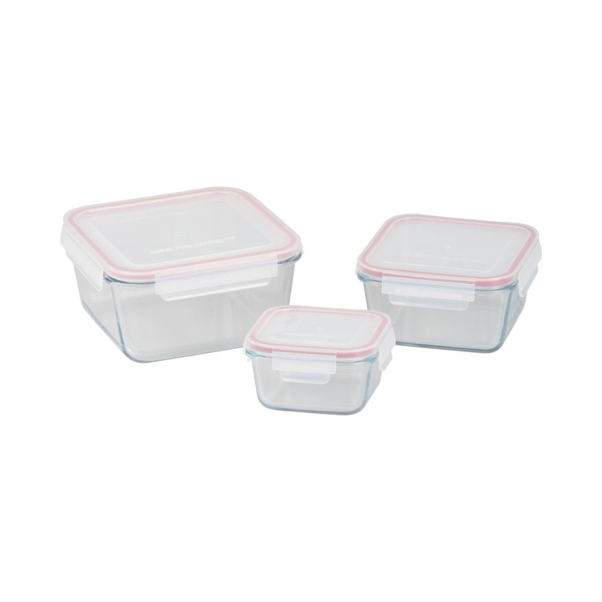 Set 3 caserole patrate din sticla MagicHome, 450/1000/1900 ml, roz, 4, hectarul.ro